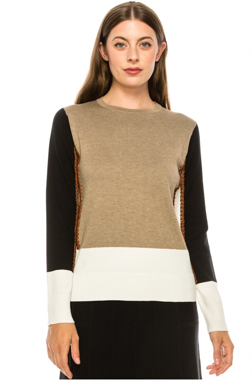 White Side-Piping Sweater