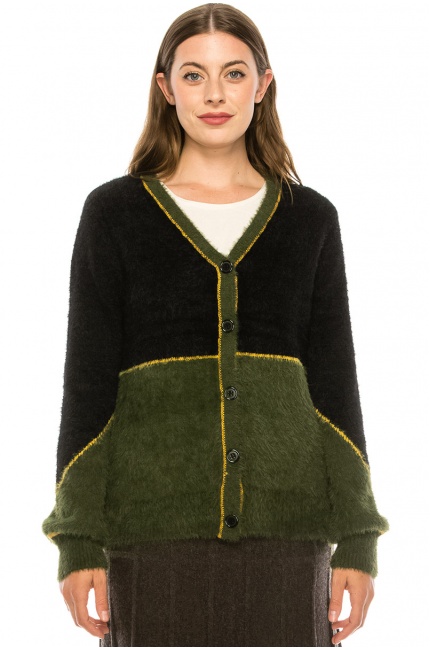 Green & Black Cardigan