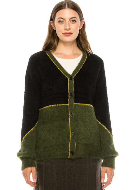 Green & Black Cardigan