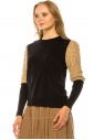 Metallic Sleeve Sweater - BEIGE