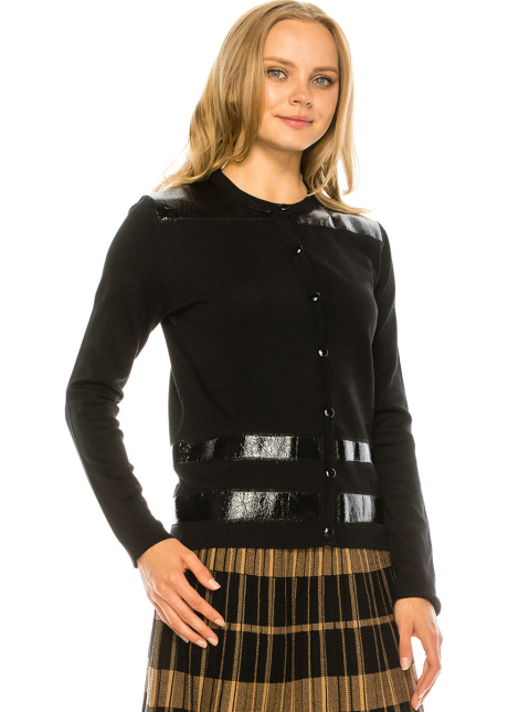 Leather Detail Cardigan
