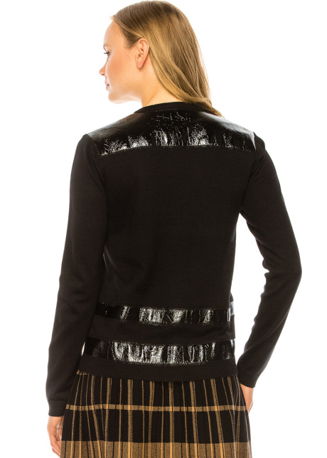 Leather Detail Cardigan