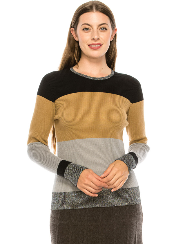 Ribbed Color Blocked Top