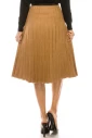 CAMEL PLEATED SUEDE SKIRT 