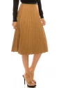 CAMEL PLEATED SUEDE SKIRT 