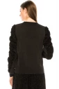 Black velvet sweater with volume lurex sleeves