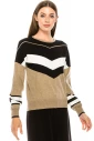 Color block crew neck sweater