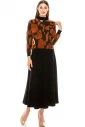 Asymmetrical print sweater in rust & black 