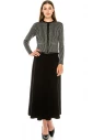 Leather trim lurex cardigan in silver