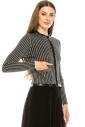 Leather trim lurex cardigan in silver