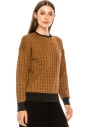 Checkered texture sweater in camel