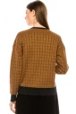 Checkered texture sweater in camel