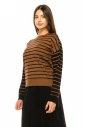 Striped sweater in camel and black