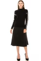 Black waffle knit sweater with white stitches