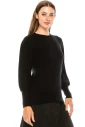 Crew neck leg-of-mutton sleeve sweater in black