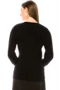 Crew neck leg-of-mutton sleeve sweater in black