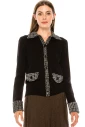 Check print trim cardigan in black and white