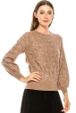 Shiny circle pattern sweater in taupe