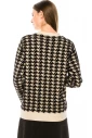 V-neck houndstooth print cardigan
