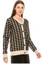 V-neck houndstooth print cardigan