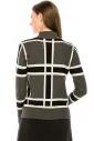 High neck checkered sweater in grey