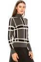 High neck checkered sweater in grey