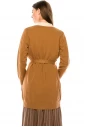 Elongated cardigan with pockets and belt