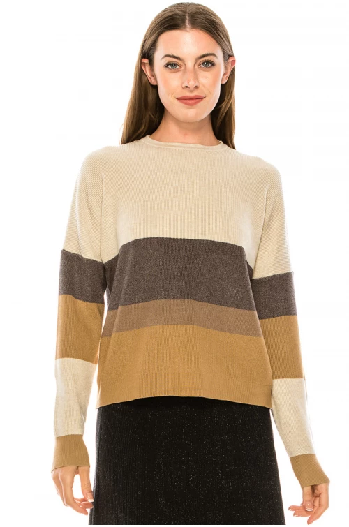 Basic crew neck sweater in camel