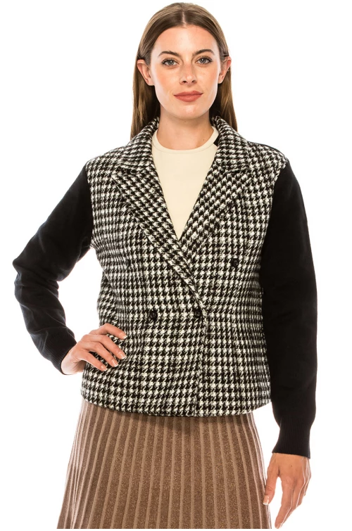 Double-breasted two-colored cardigan