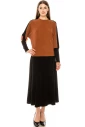 Color block long sleeve T-shirt with high cuffs (Rust)