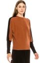 Color block long sleeve T-shirt with high cuffs (Rust)