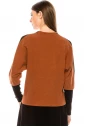 Color block long sleeve T-shirt with high cuffs (Rust)