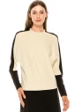Color block long sleeve T-shirt with high cuffs (White)