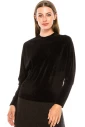Flared hem velvet skirt in black