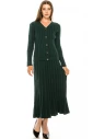 Knitted flared hem maxi skirt in green
