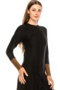 Long Sleeve Black Sweater with brown cuffs