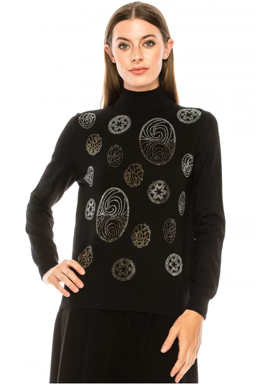 High neck sweater in black