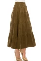 Ruffle Tiered Maxi Skirt in Olive Corduroy