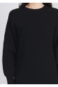 Sleek Black Dress in Ribbed Knit Design