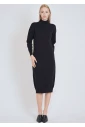 Black Beauty: Dress with Ribbed Features & Elevated Neck