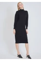 Black Beauty: Dress with Ribbed Features & Elevated Neck