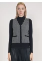 Graphic Play: V-Neck Vest in Black & White Zig Zag