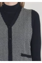 Graphic Play: V-Neck Vest in Black & White Zig Zag