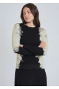 Artfully Splattered Black Knit Sweater