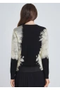 Artfully Splattered Black Knit Sweater