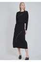 Chic Black Knit with Decorative Button Accents