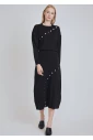 Chic Black Knit with Decorative Button Accents