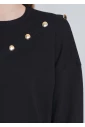 Chic Black Knit with Decorative Button Accents