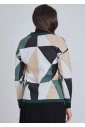 Green Embrace: Earthy Color Block Cardigan with Buttons
