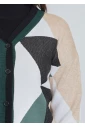 Green Embrace: Earthy Color Block Cardigan with Buttons
